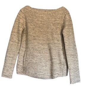 Athleta 100% Extra Fine Merino Wool Sweater Women's Size XS Pockets Beige